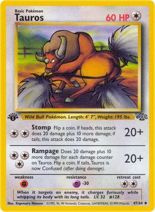 Tauros 047 - 1st Edition Jungle - Uncommon