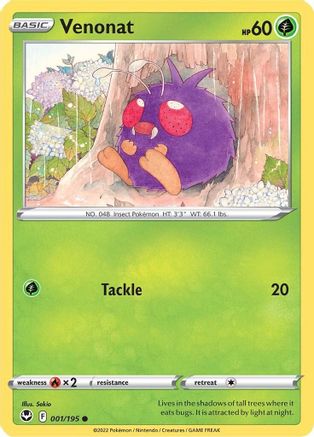 Venonat 001 - Reverse Holofoil SWSH12 Silver Tempest - Common