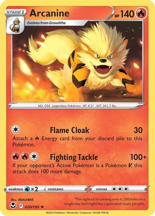Arcanine 020 SWSH12 Silver Tempest - Rare