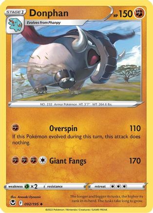 Donphan 092 - Reverse Holofoil SWSH12 Silver Tempest - Uncommon