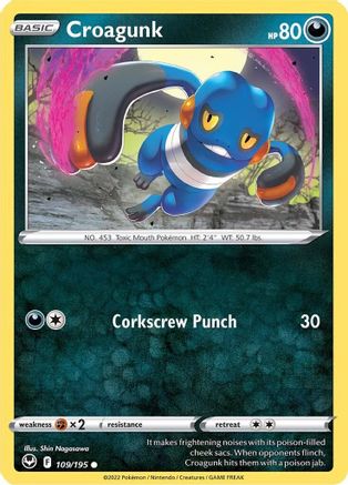 Croagunk 109 - Reverse Holofoil SWSH12 Silver Tempest - Common