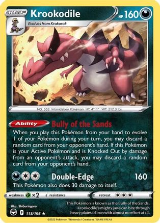 Krookodile 113 - Holofoil SWSH12 Silver Tempest - Holo Rare