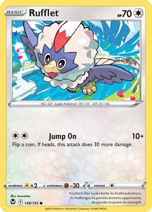 Rufflet 148 - Reverse Holofoil SWSH12 Silver Tempest - Common