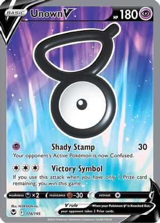 Unown V (Full Art) 176 - Holofoil SWSH12 Silver Tempest - Ultra Rare