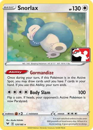 Snorlax - 131/185/185 Prize Pack Series Cards - Rare