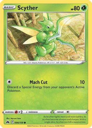 Scyther 006 - Reverse Holofoil SWSH Crown Zenith - Common