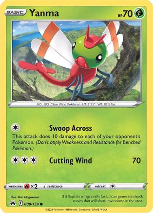 Yanma 008 - Reverse Holofoil SWSH Crown Zenith - Common