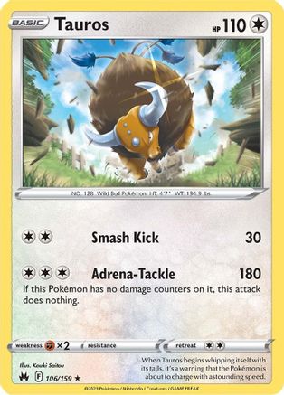 Tauros 106 SWSH Crown Zenith - Rare