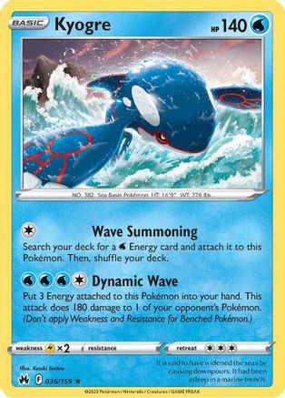 Kyogre 036 - Reverse Holofoil SWSH Crown Zenith - Holo Rare