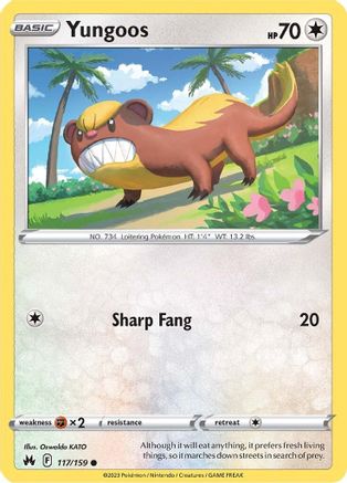 Yungoos 117 - Reverse Holofoil SWSH Crown Zenith - Common