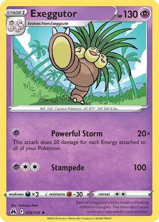 Exeggutor 058 SWSH Crown Zenith - Rare