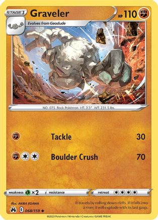 Graveler 068 - Reverse Holofoil SWSH Crown Zenith - Uncommon