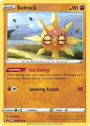 Solrock 069 - Reverse Holofoil SWSH Crown Zenith - Uncommon