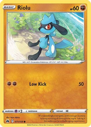 Riolu 071 - Reverse Holofoil SWSH Crown Zenith - Common