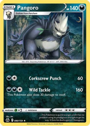 Pangoro 080 - Reverse Holofoil SWSH Crown Zenith - Rare