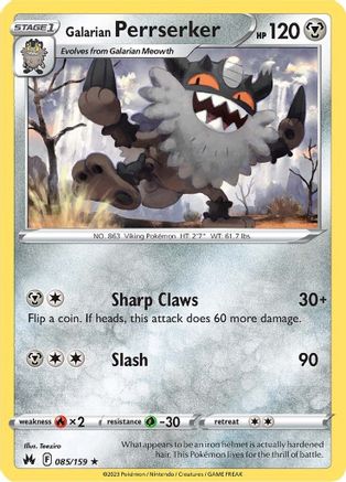 Galarian Perrserker 085 - Reverse Holofoil SWSH Crown Zenith - Rare