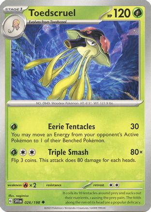 Toedscruel 026 - Reverse Holofoil SV01 Scarlet & Violet Base Set - Uncommon
