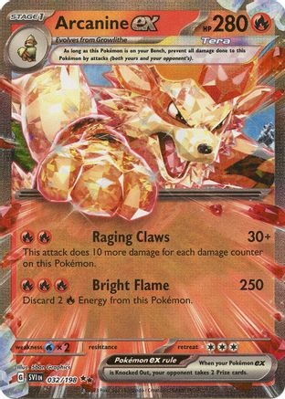 Arcanine ex 032/198 - Holofoil SV01 Scarlet & Violet Base Set - Double Rare