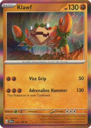 Klawf 122/198 - Holofoil SV01 Scarlet & Violet Base Set - Rare