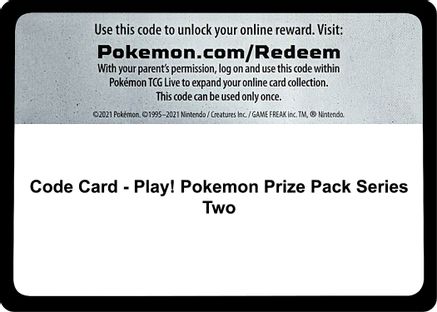 Code Card - Play! Pokemon Prize Pack Series Two Prize Pack Series Cards - Code Card