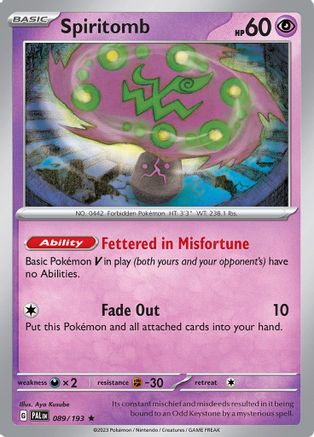 Spiritomb 089 - Reverse Holofoil SV02 Paldea Evolved - Rare