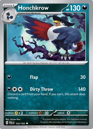 Honchkrow 132 SV02 Paldea Evolved - Uncommon