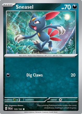 Sneasel 133 - Reverse Holofoil SV02 Paldea Evolved - Common
