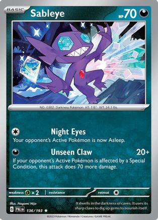 Sableye 136 - Reverse Holofoil SV02 Paldea Evolved - Rare