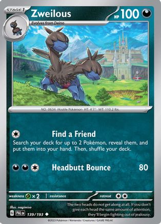 Zweilous 139 - Reverse Holofoil SV02 Paldea Evolved - Uncommon