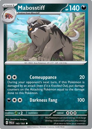 Mabosstiff 143 - Reverse Holofoil SV02 Paldea Evolved - Uncommon