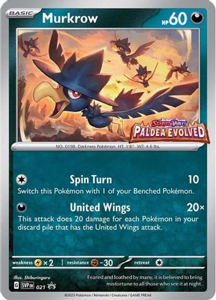 Murkrow (Prerelease) 021 - Holofoil SV Scarlet & Violet Promo Cards - Promo
