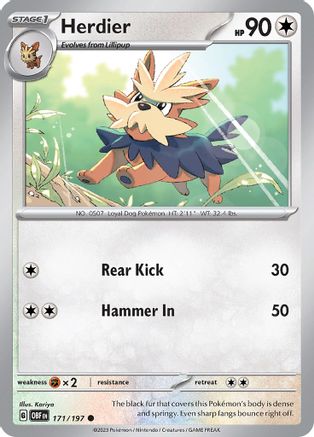 Herdier 171 - Reverse Holofoil SV03 Obsidian Flames - Common
