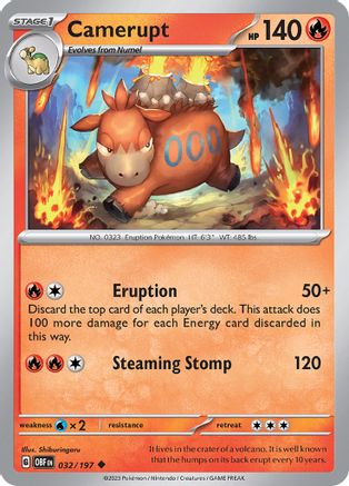 Camerupt 032 - Reverse Holofoil SV03 Obsidian Flames - Uncommon