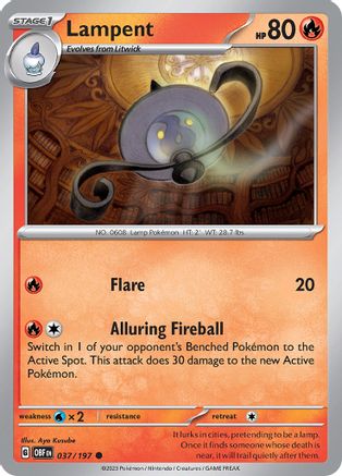Lampent 037 - Reverse Holofoil SV03 Obsidian Flames - Common