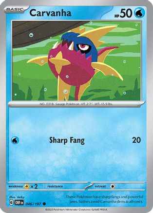 Carvanha 046 - Reverse Holofoil SV03 Obsidian Flames - Common
