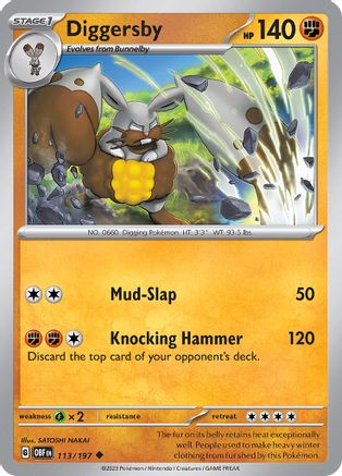 Diggersby 113 - Reverse Holofoil SV03 Obsidian Flames - Uncommon