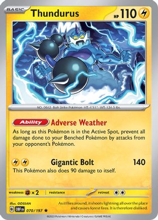 Thundurus 070 - Reverse Holofoil SV03 Obsidian Flames - Rare