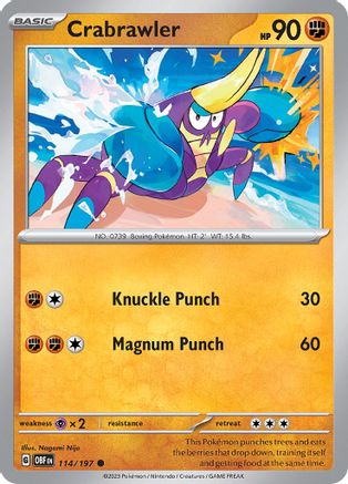 Crabrawler 114 - Reverse Holofoil SV03 Obsidian Flames - Common