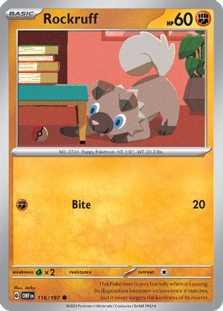 Rockruff 116 SV03 Obsidian Flames - Common