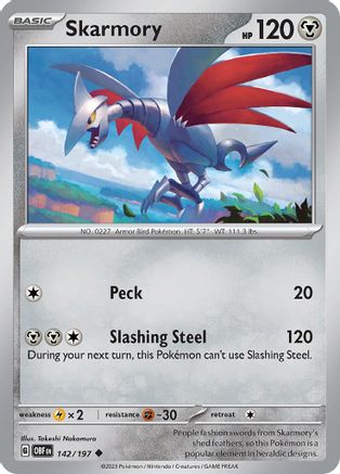 Skarmory 142 - Reverse Holofoil SV03 Obsidian Flames - Uncommon