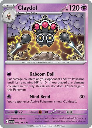 Claydol 095 - Reverse Holofoil SV03 Obsidian Flames - Rare