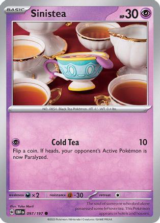 Sinistea 097 - Reverse Holofoil SV03 Obsidian Flames - Common