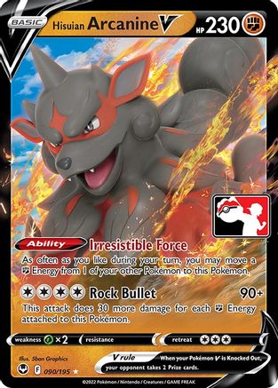 Hisuian Arcanine V/195 - Holofoil Prize Pack Series Cards - Ultra Rare