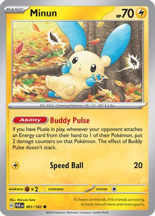 Minun 061/182 - Reverse Holofoil SV04 Paradox Rift - Common