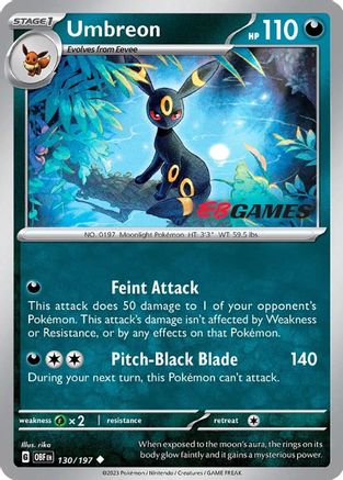 Umbreon (EBGames Exclusive) 130/197 - Reverse Holofoil Miscellaneous Cards & Products - Promo