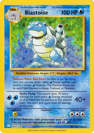 Blastoise 003 - Holofoil Trading Card Game Classic - Classic Collection