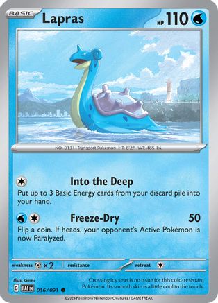 Lapras 016 - Reverse Holofoil SV Paldean Fates - Common