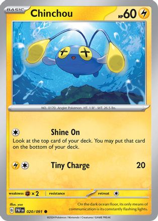 Chinchou 020 - Reverse Holofoil SV Paldean Fates - Common
