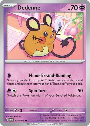 Dedenne 036 - Reverse Holofoil SV Paldean Fates - Common