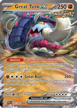 Great Tusk ex 053 - Holofoil SV Paldean Fates - Double Rare